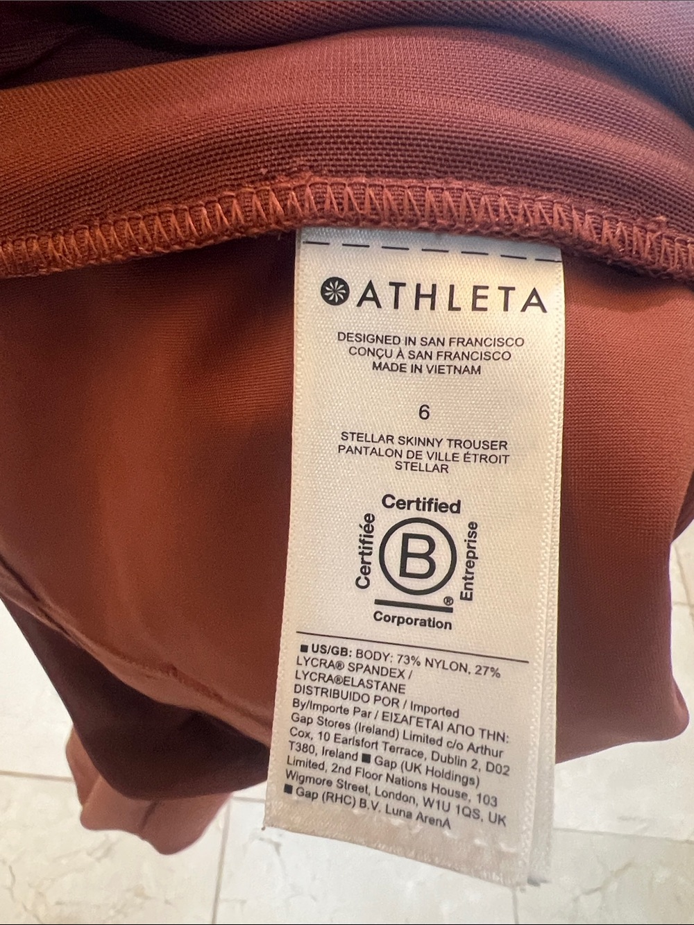 Athleta Stellar Office Travel Pants Sz 6 Rust Brown Athleisure Skinny Trouser - Picture 10 of 10
